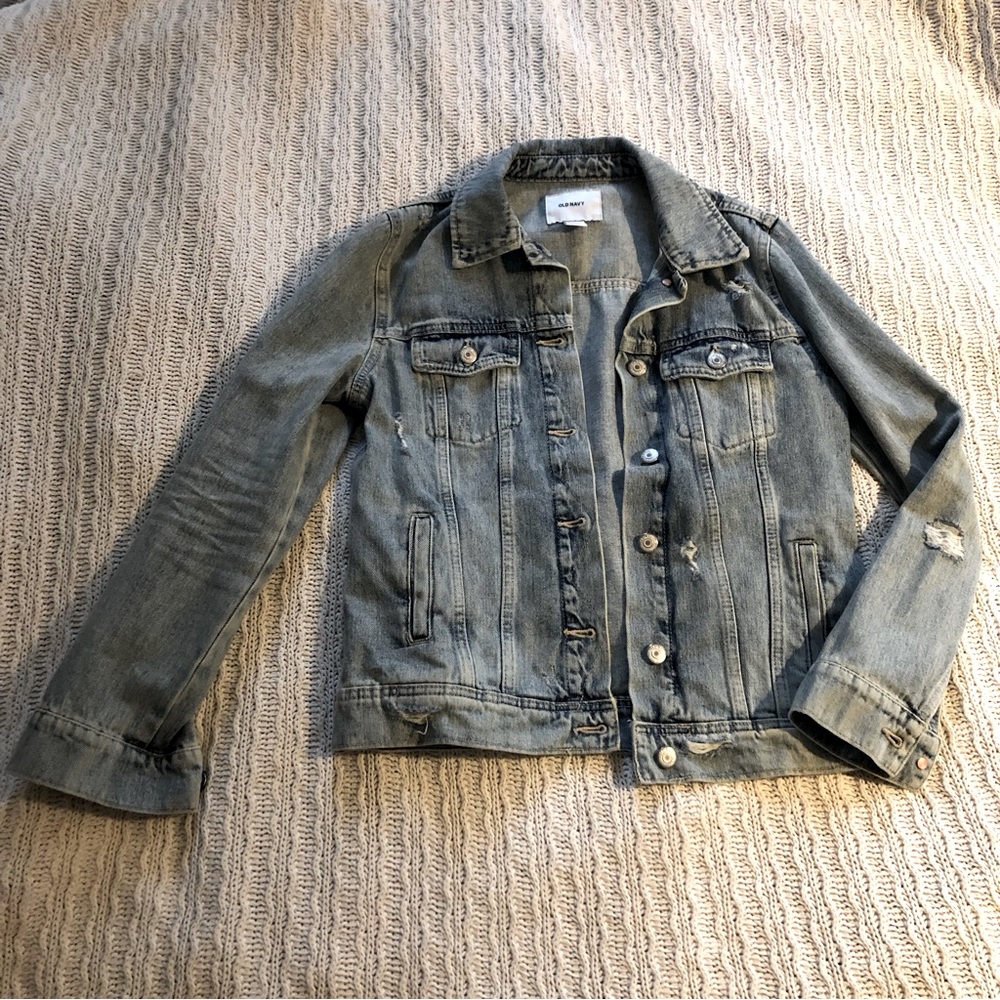 Old Navy Distressed Denim Jacket | S | Like New